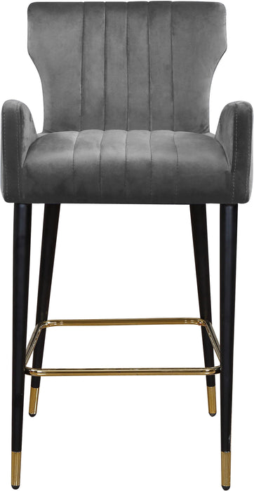 Luxe Grey Velvet Stool