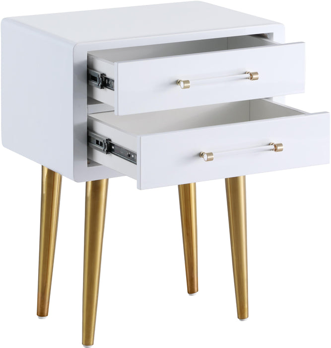 Zane White Laquer with Gold Side Table