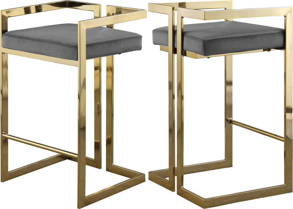 Ezra Grey Velvet Stool