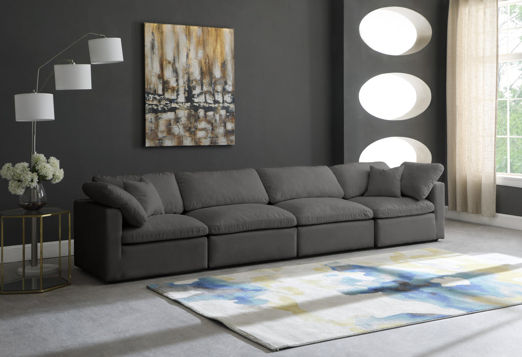 Plush Grey Velvet Standard Cloud Modular Sofa