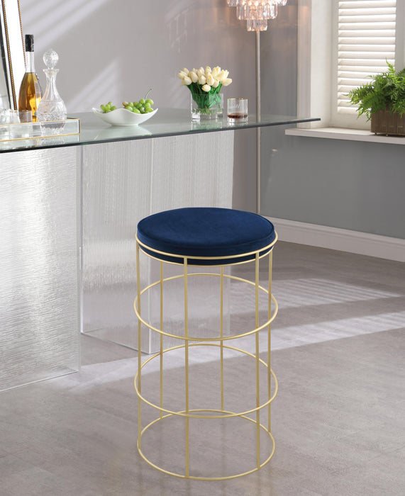 Rebar Navy Velvet Counter Stool