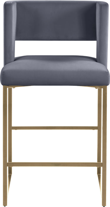 Caleb Grey Velvet Counter Stool