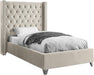 Aiden Cream Velvet Twin Bed image