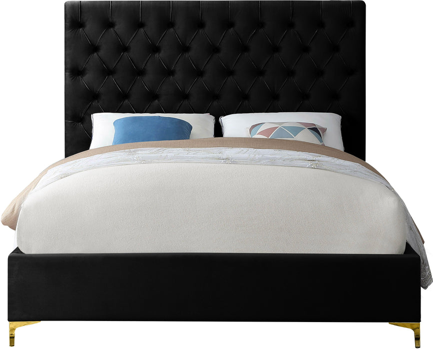 Cruz Black Velvet Full Bed