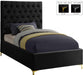 Cruz Black Velvet Twin Bed image