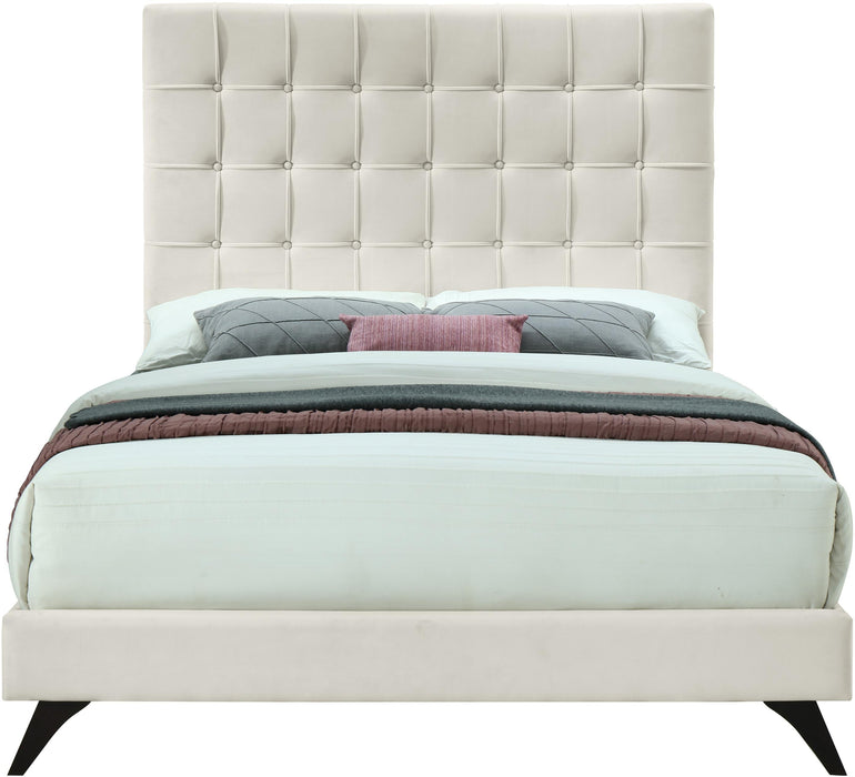 Elly Cream Velvet Queen Bed