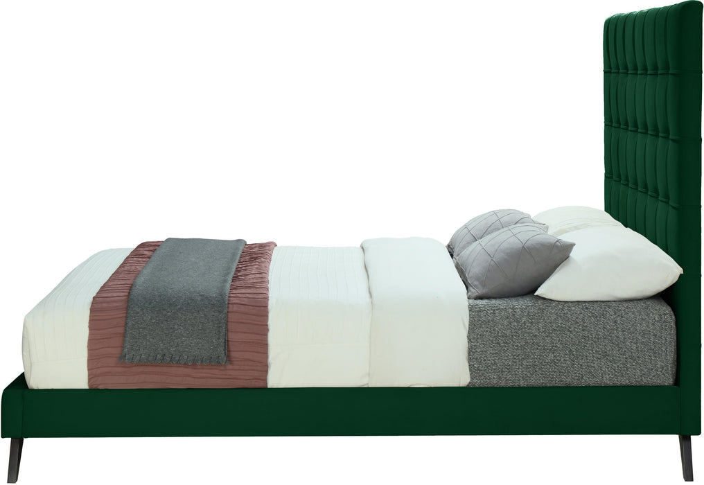 Elly Green Velvet Queen Bed