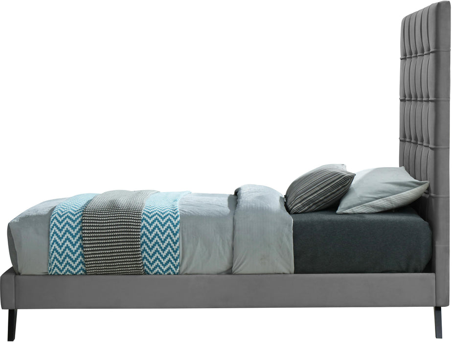 Elly Grey Velvet Twin Bed