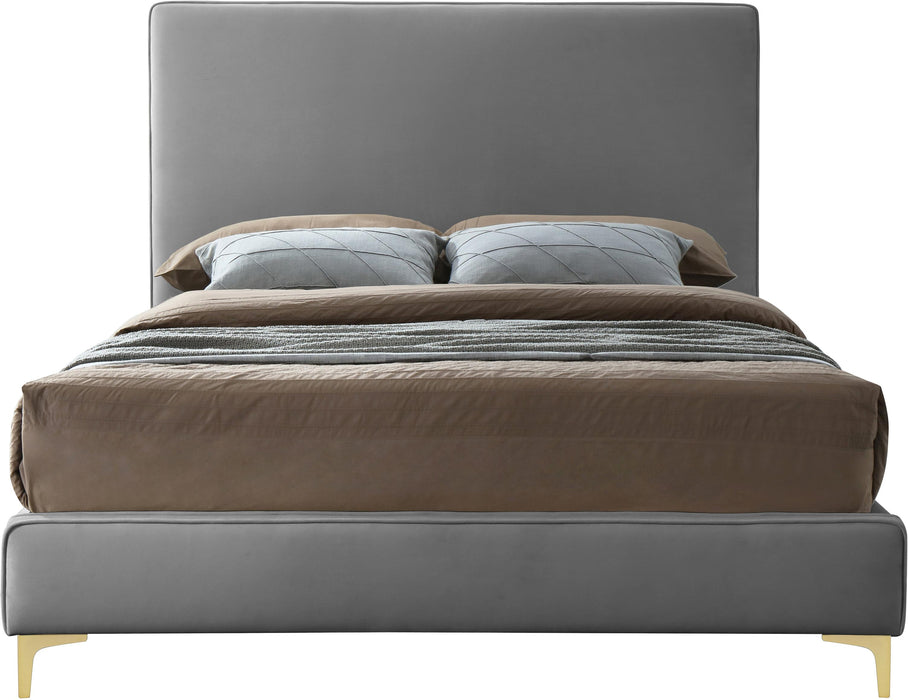 Geri Grey Velvet King Bed