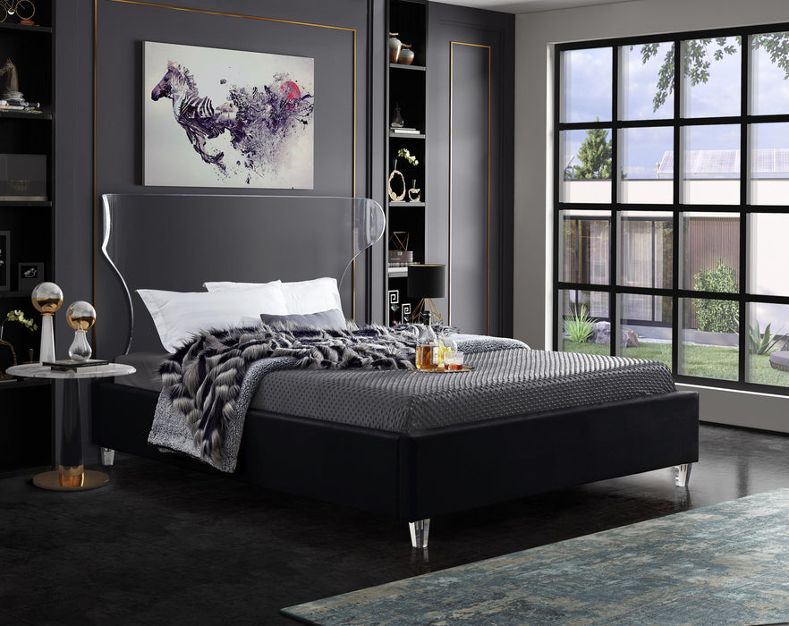 Ghost Black Velvet King Bed