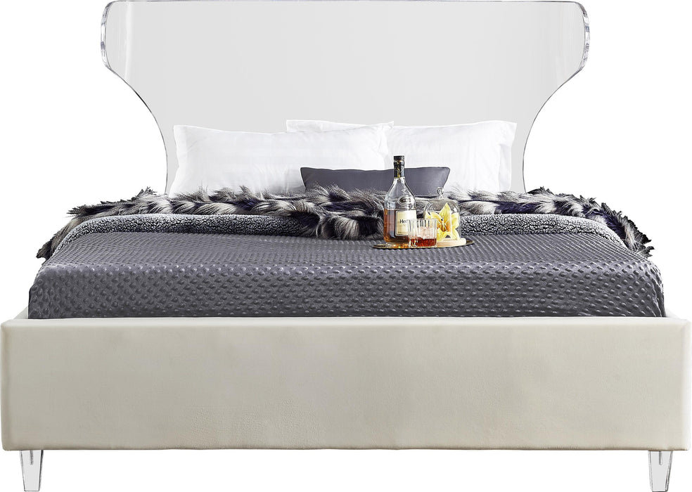 Ghost Cream Velvet King Bed