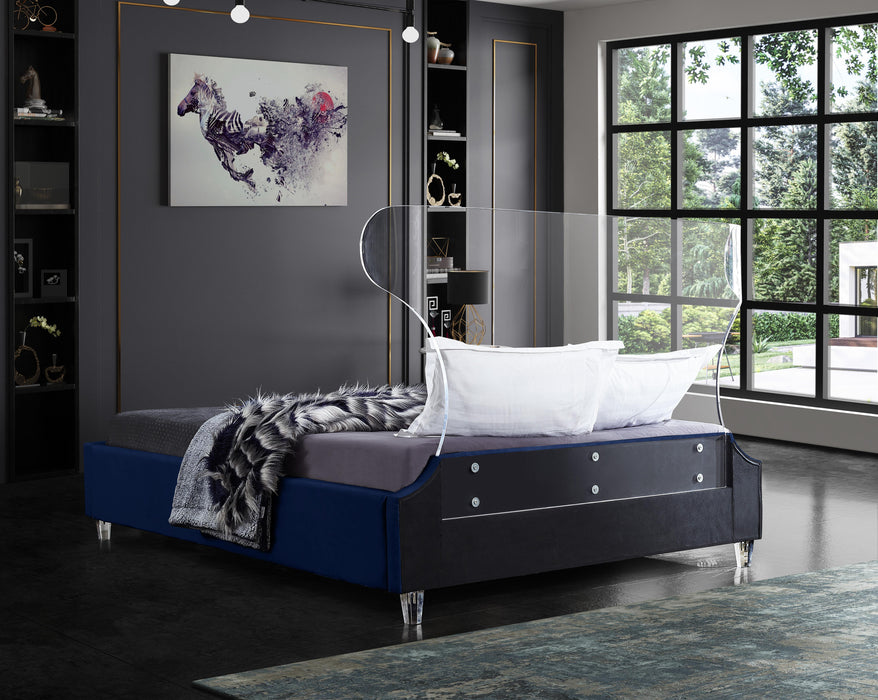 Ghost Navy Velvet King Bed