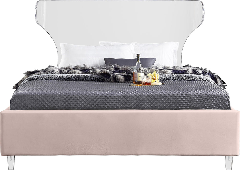 Ghost Pink Velvet King Bed