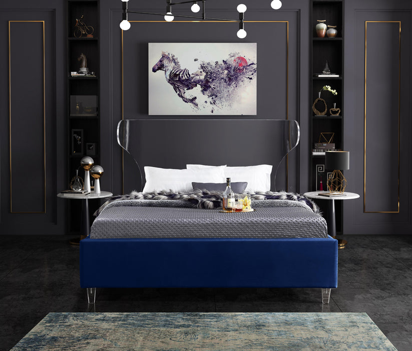 Ghost Navy Velvet King Bed