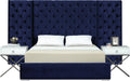 Grande Navy Velvet Queen Bed (3 Boxes) image