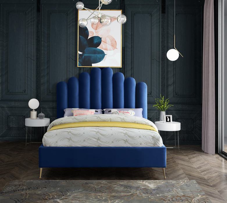 Lily Navy Velvet King Bed