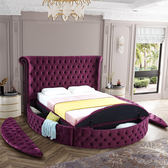 Luxus Purple Velvet Queen Bed