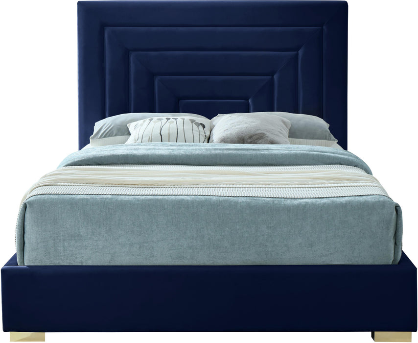 Nora Navy Velvet Full Bed