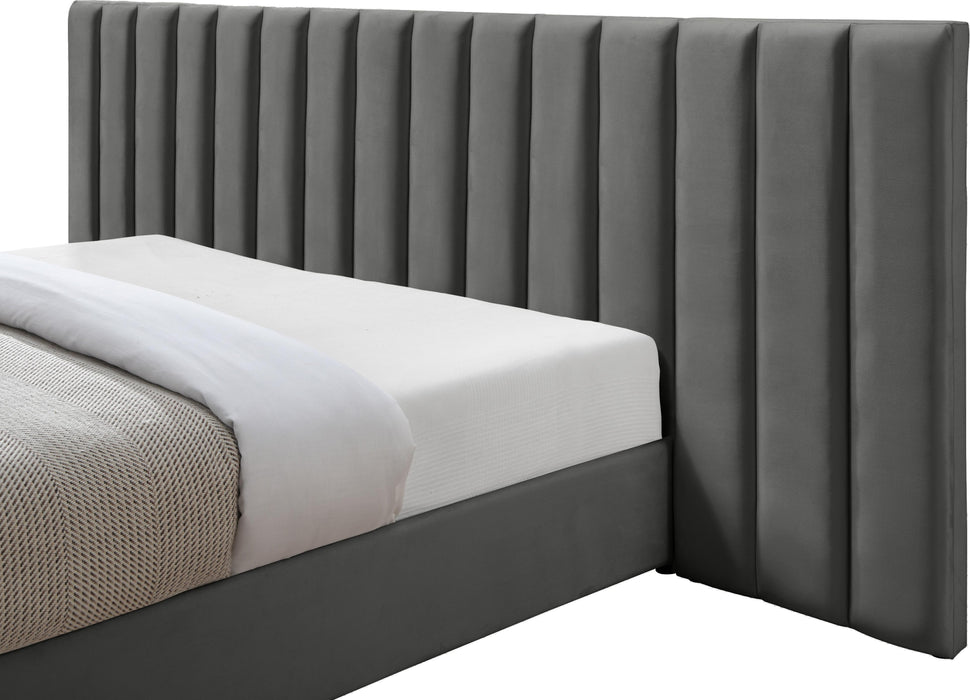 Pablo Grey Velvet King Bed