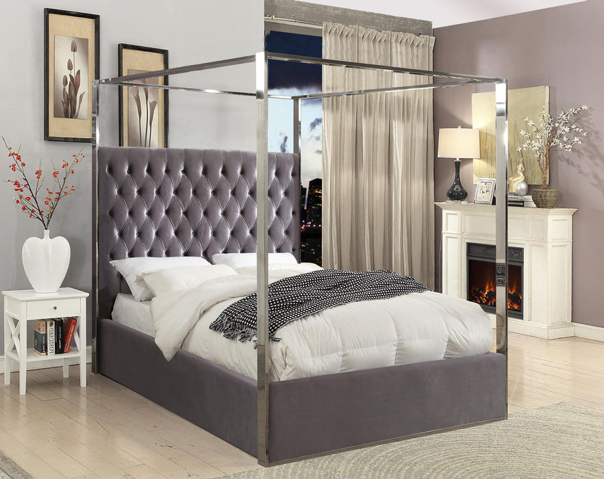 Porter Grey Velvet King Bed