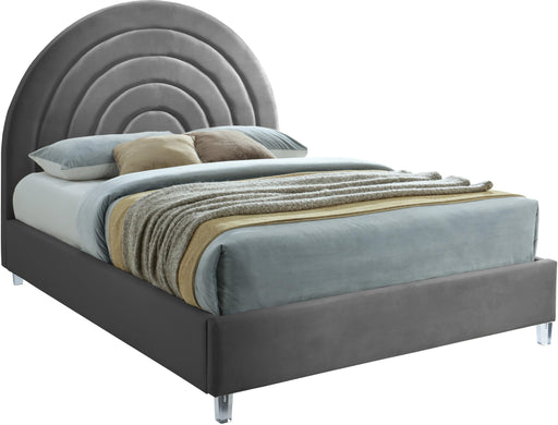 Rainbow Grey Velvet Queen Bed image