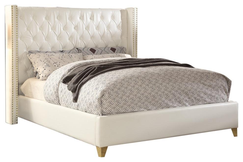 Soho White Bonded Leather King Bed
