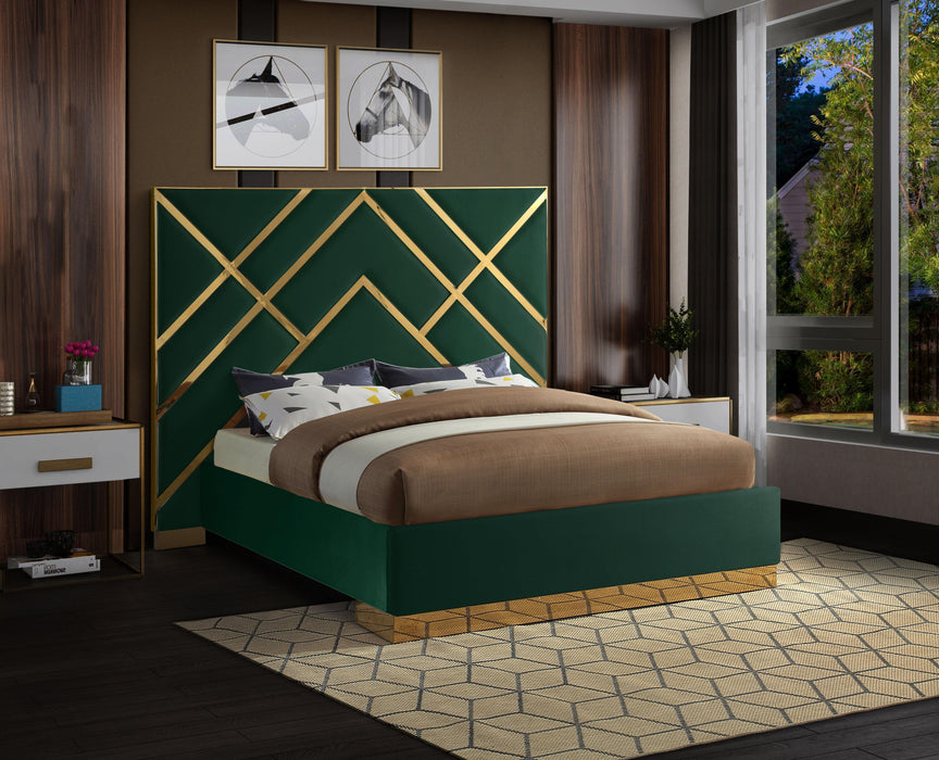 Vector Green Velvet King Bed