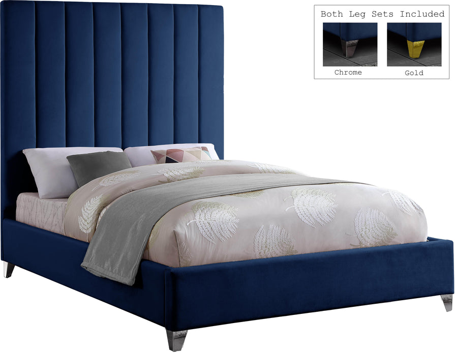 Via Navy Velvet Full Bed