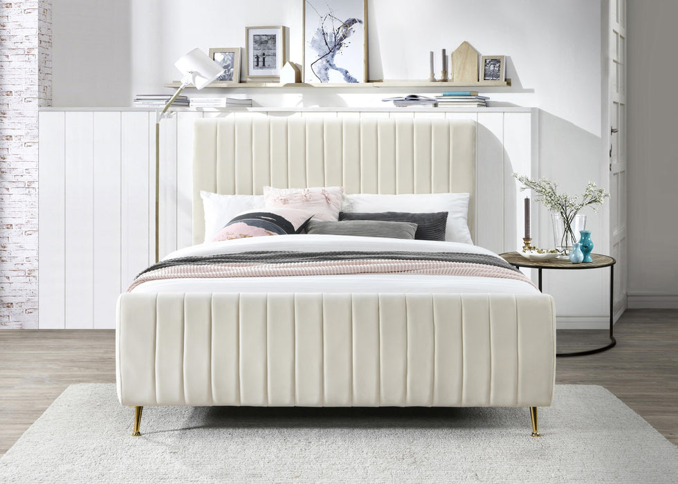 Zara Cream Velvet Full Bed (3 Boxes)