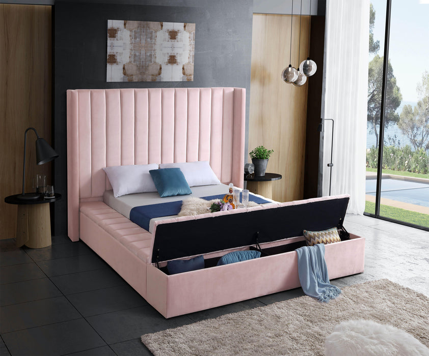 Kiki Pink Velvet Full Bed (3 Boxes)